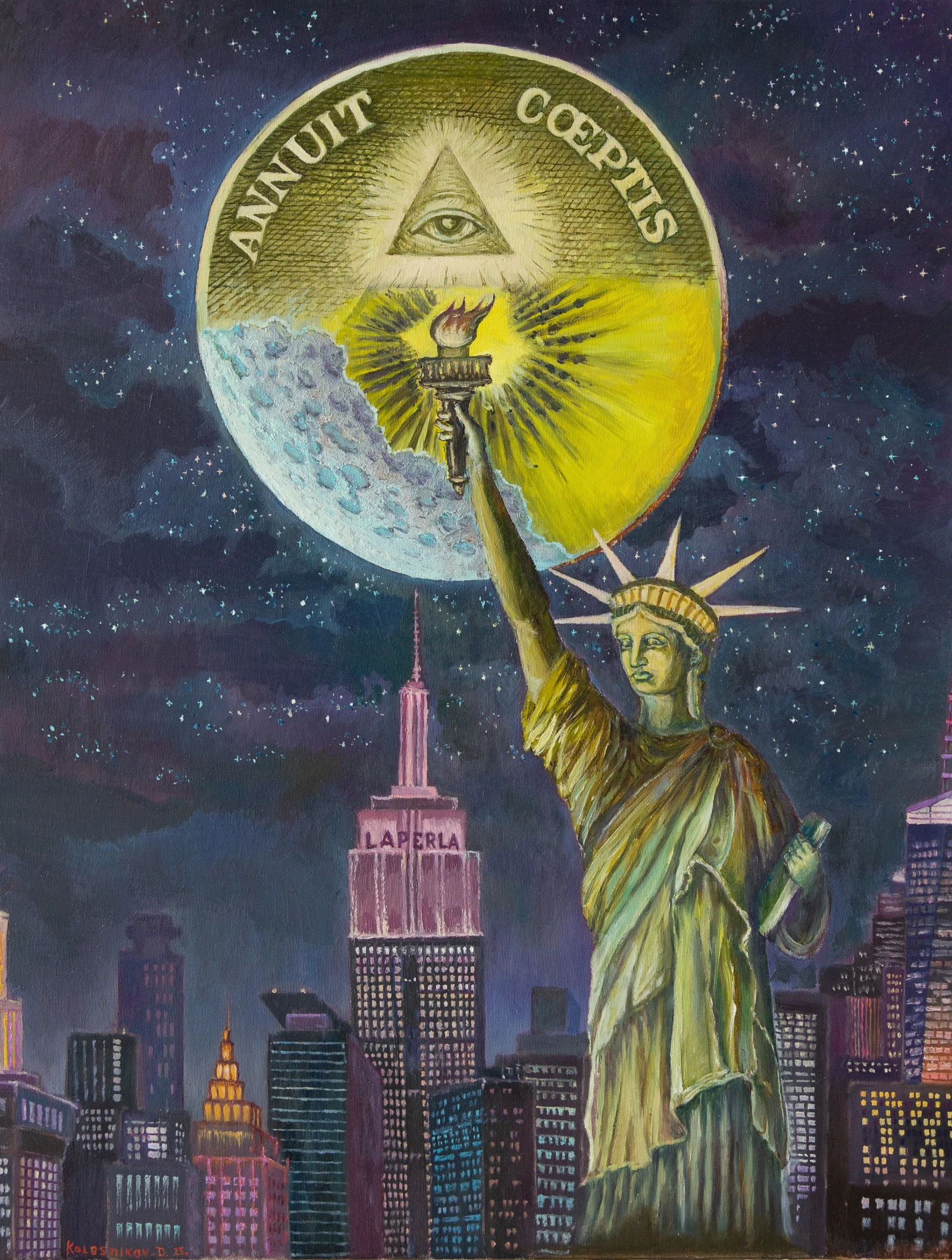 Moon over New York by Dmitry Nikolaevich Kolesnikov. (William Diko) | Art Deluxe Paris