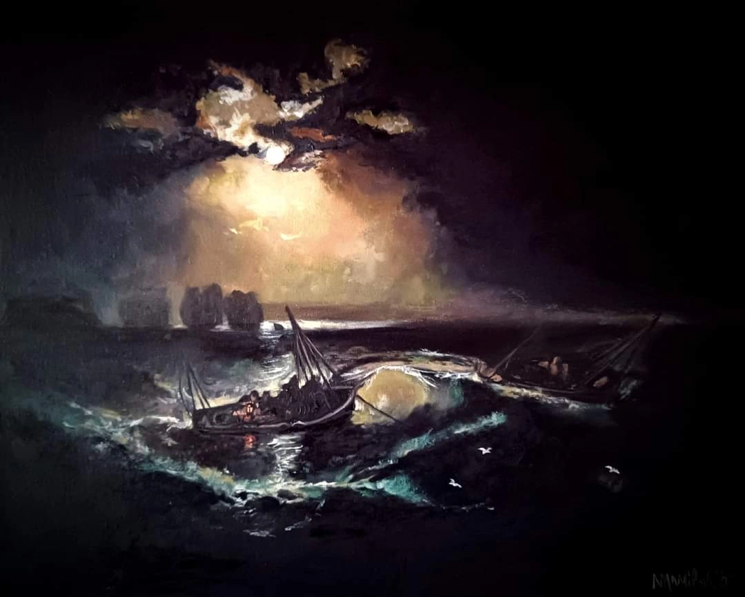 Reproduction of Fishermen at Sea by Joseph Mallord William Turnee