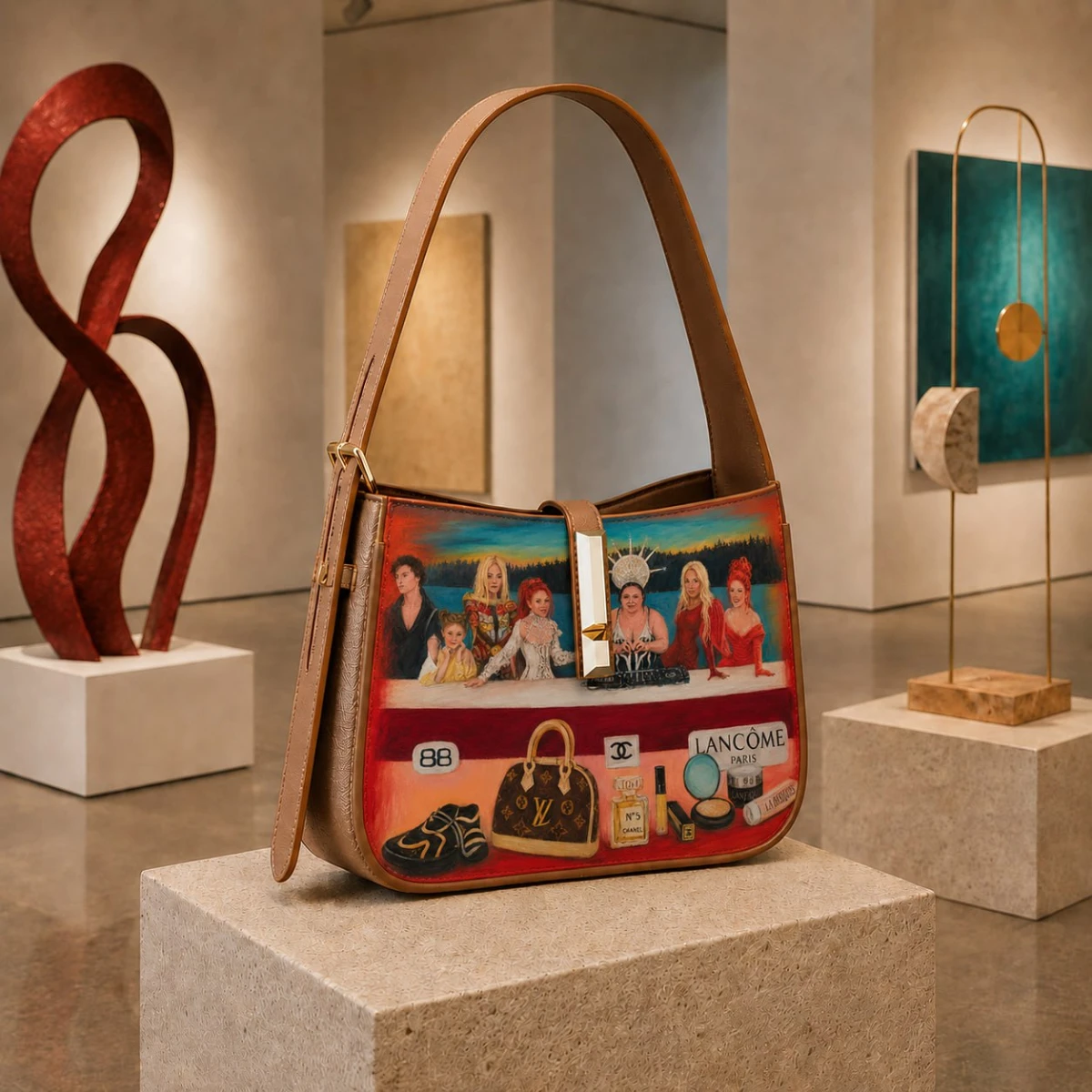 Womens Bag "Fashion from Paris" (Natural Leather, Beige)