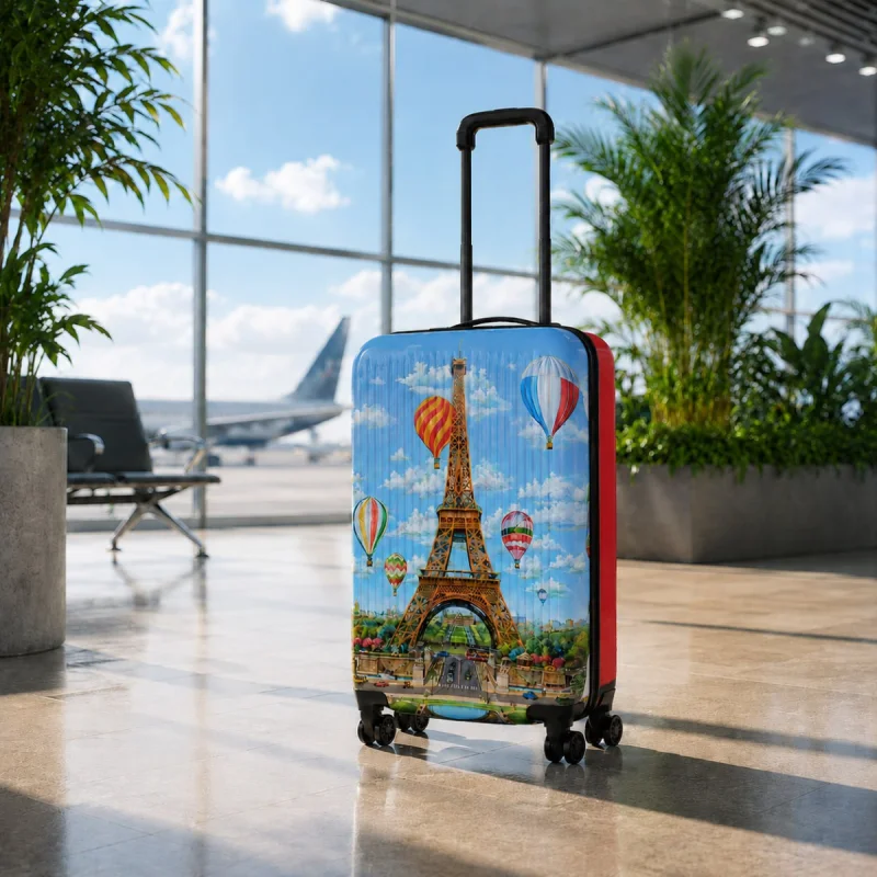 Travel Suitcase on Wheels — Paris Sky (Medium)